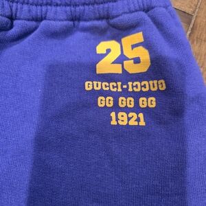Gucci Kids Royal Blue Joggers with Yellow Print